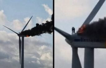 Final Embrace of Wind Turbine Engineers Becomes Symbol of Courage and Humanity