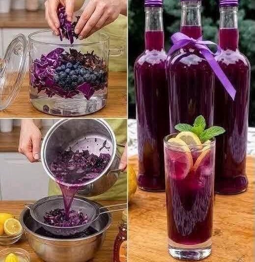 Homemade Red Cabbage & Blueberry Detox Elixir