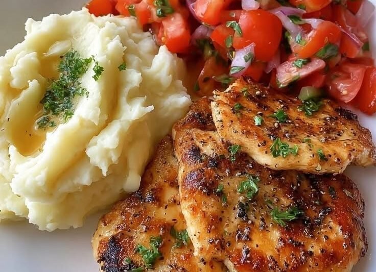 Mashed potato and grilled chicken